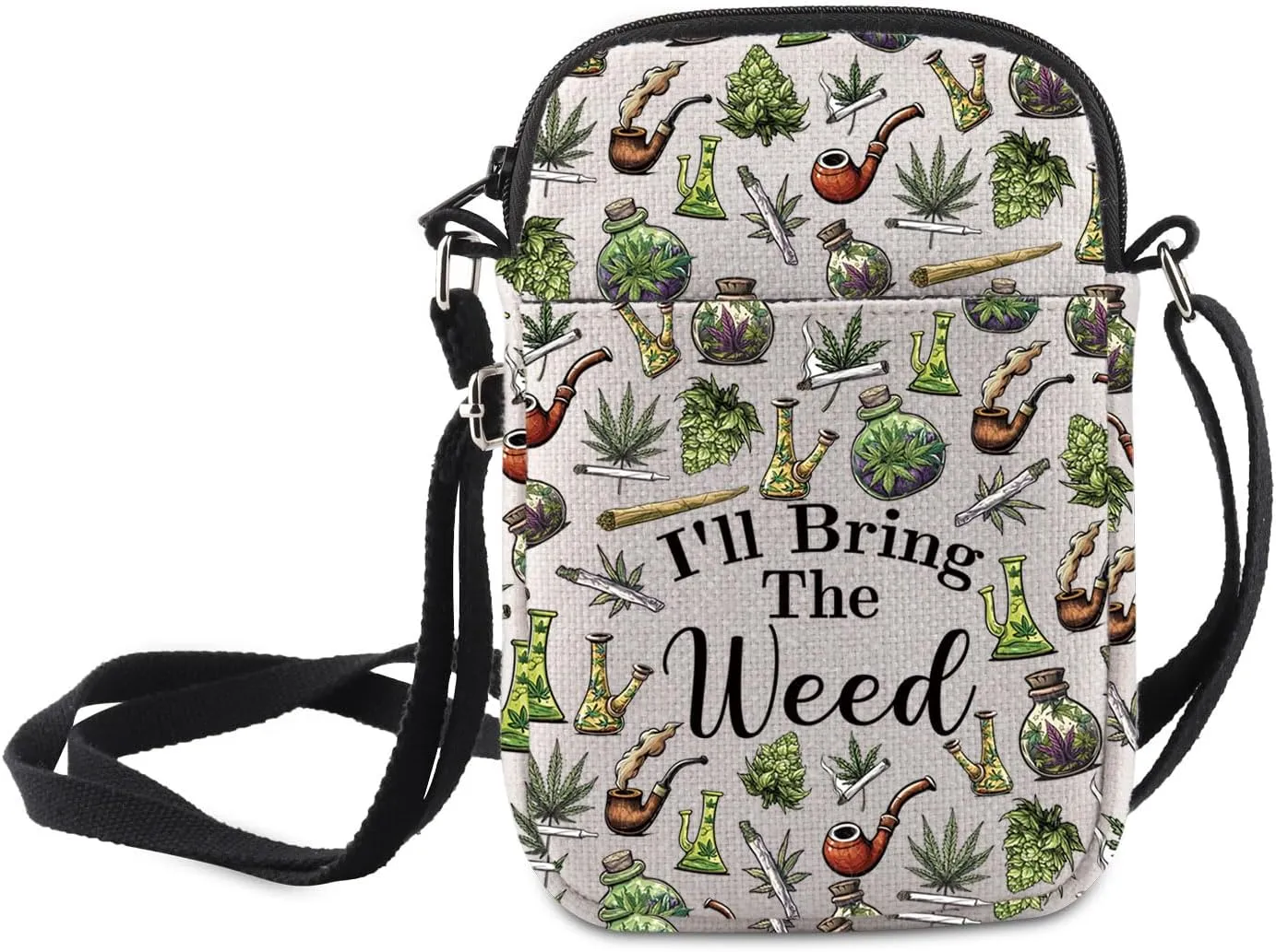 MNIGIU Funny Weed Leaf Crossbody Bag 420 Gift For Women I'll Bring The Weed Shoulder Bag Cannabis Leaf Inspired Gift