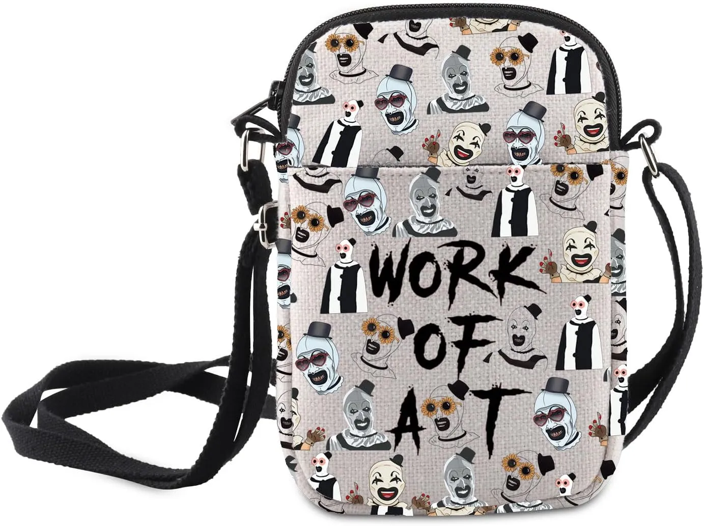 MNIGIU Horror Clown Crossbody Bag Scary Clown Lover Gift Clown Themed Shoulder Bag Horror Movie Fan Gift