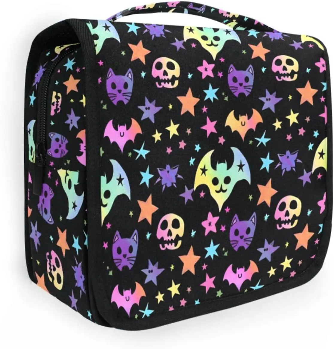 MNSRUU Hanging Toiletry Bag Bats and Stars Travel Makeup bag for Toiletries Portable Travel Toiletry Organizer Cosmetic Bags with Hanging Hook