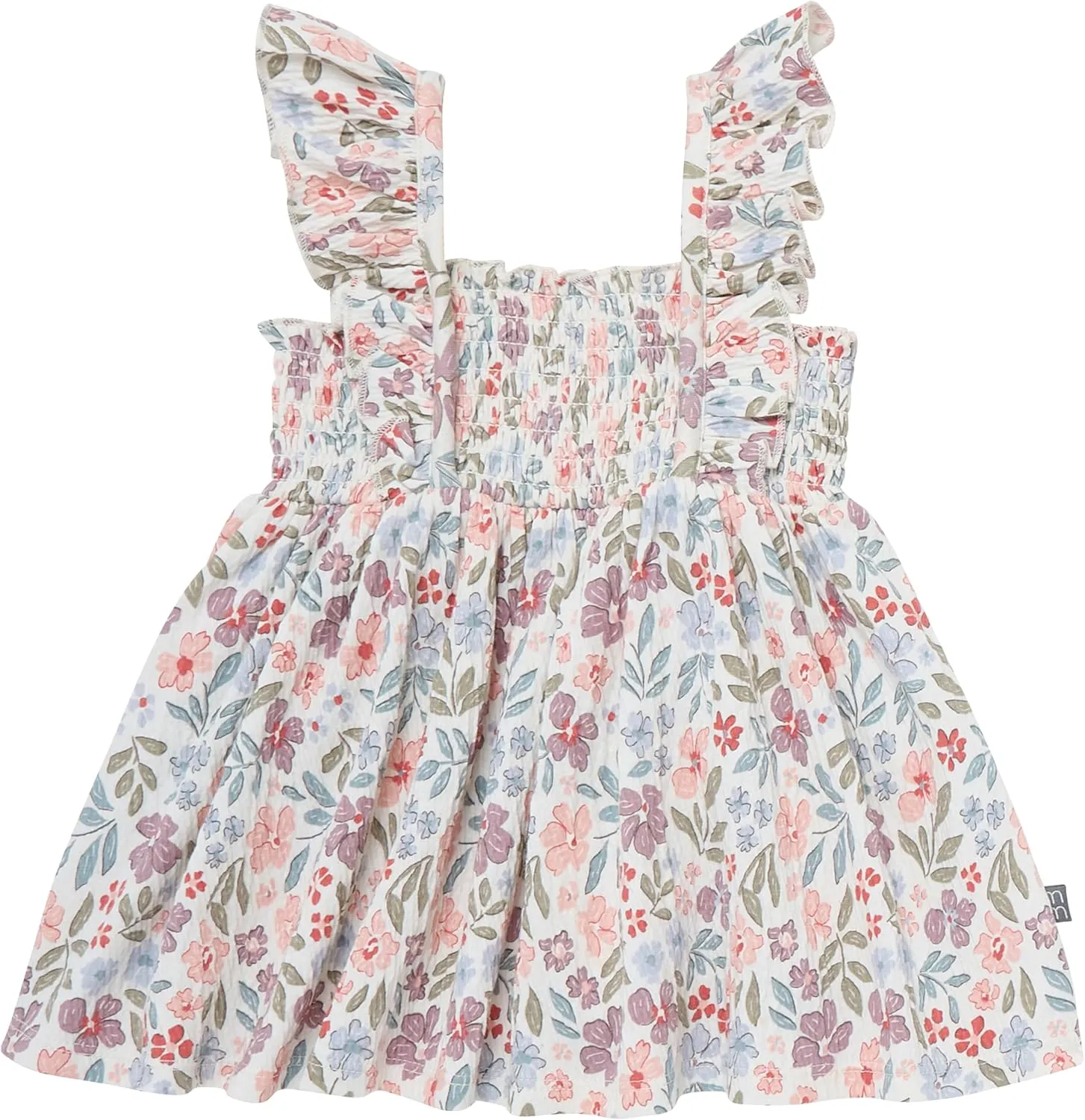 Modern Moments by Gerber Baby Girls' 2-Piece Ruffle Sleeve Dress W/Smocking & Diaper Cover Set