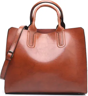 Mokcoliy]【Women's Crossbody Tote Bag 2021 Retro Stylish Shoulder Bag, Large Capacity PU Leather Handbag for Everyday Use, Office & Weekend, Fashion-Forward Functional Design