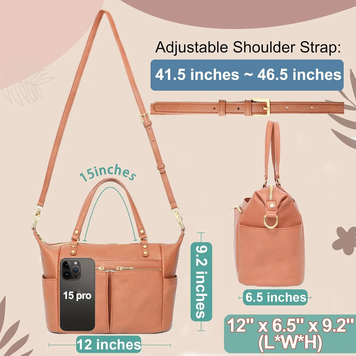 MOMINSIDE Small Diaper Bag, Mini Diaper Tote, Leather Diaper Bag Purse, Crossbody Baby Bag with 13 Pockets, Diaper Clutch for Women Mom, 2 Insulated Pockets(Brown)