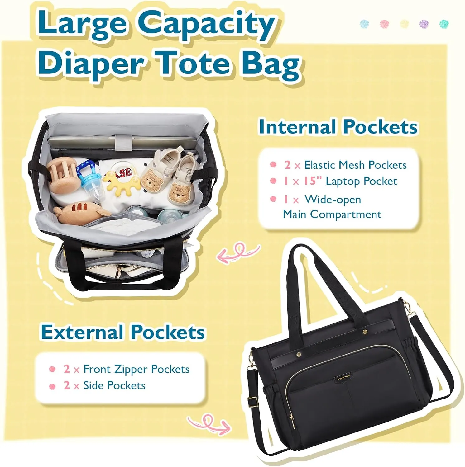 mommore Breast Pump Bag with Cooler for Medela, Spectra S1, S2, Diaper Bag Tote with Changing Pad, Baby Bag for Work