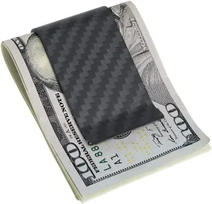 MONOCARBON 2in1 Carbon Fiber Money&Credit Card Clip,RFID Blocking Wide Credit Card&Cash Holder for Men Front Pocket