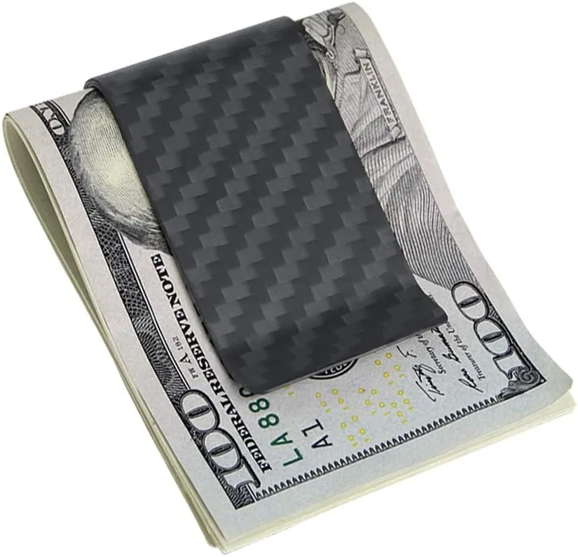 MONOCARBON 2in1 Carbon Fiber Money&Credit Card Clip,RFID Blocking Wide Credit Card&Cash Holder for Men Front Pocket
