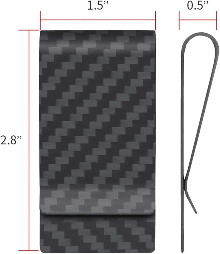 MONOCARBON 2in1 Carbon Fiber Money&Credit Card Clip,RFID Blocking Wide Credit Card&Cash Holder for Men Front Pocket