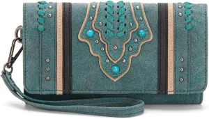Montana West Whipstitch Wristlet Wallet for Women Buckle Collection Purse with Card Holder