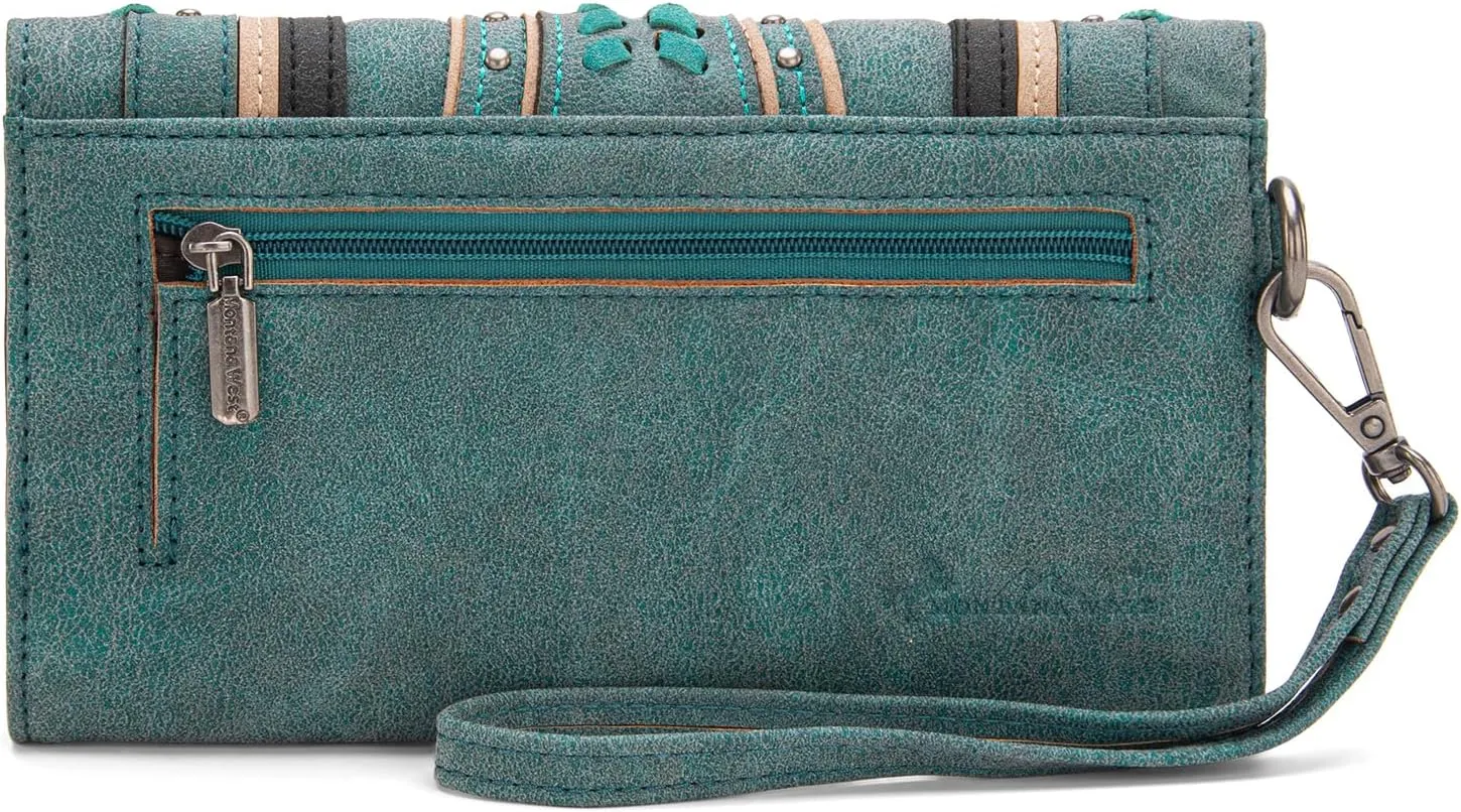 Montana West Whipstitch Wristlet Wallet for Women Buckle Collection Purse with Card Holder