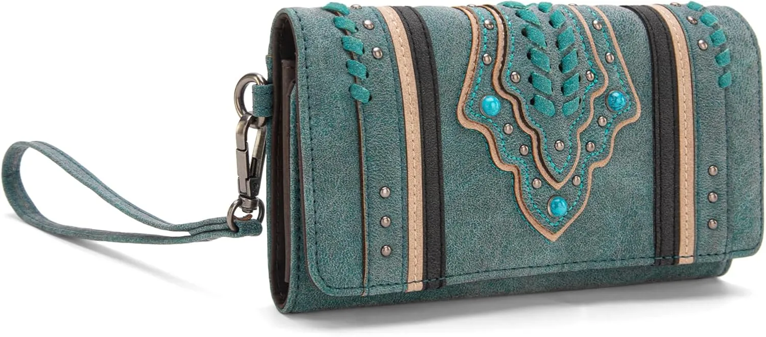 Montana West Whipstitch Wristlet Wallet for Women Buckle Collection Purse with Card Holder