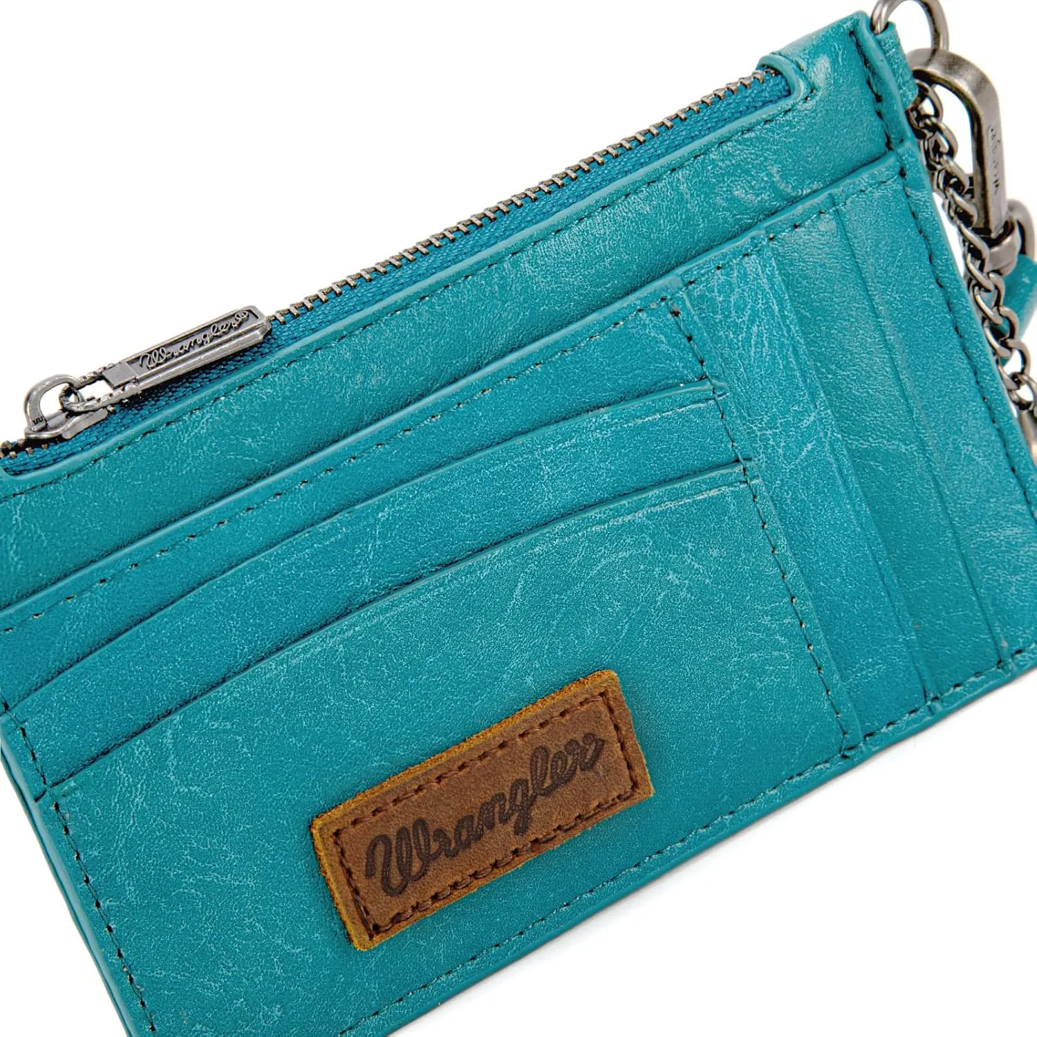 Montana West X Wrangler Wallet Card Holder RFID Credit Card Holder for Women Small Card Wallet Keychain Wallet with Wristlet Strap
