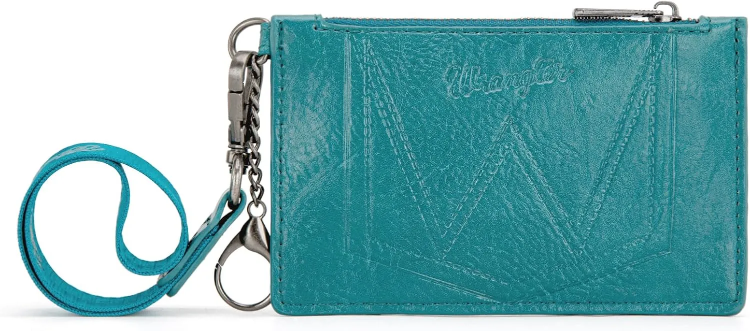 Montana West X Wrangler Wallet Card Holder RFID Credit Card Holder for Women Small Card Wallet Keychain Wallet with Wristlet Strap
