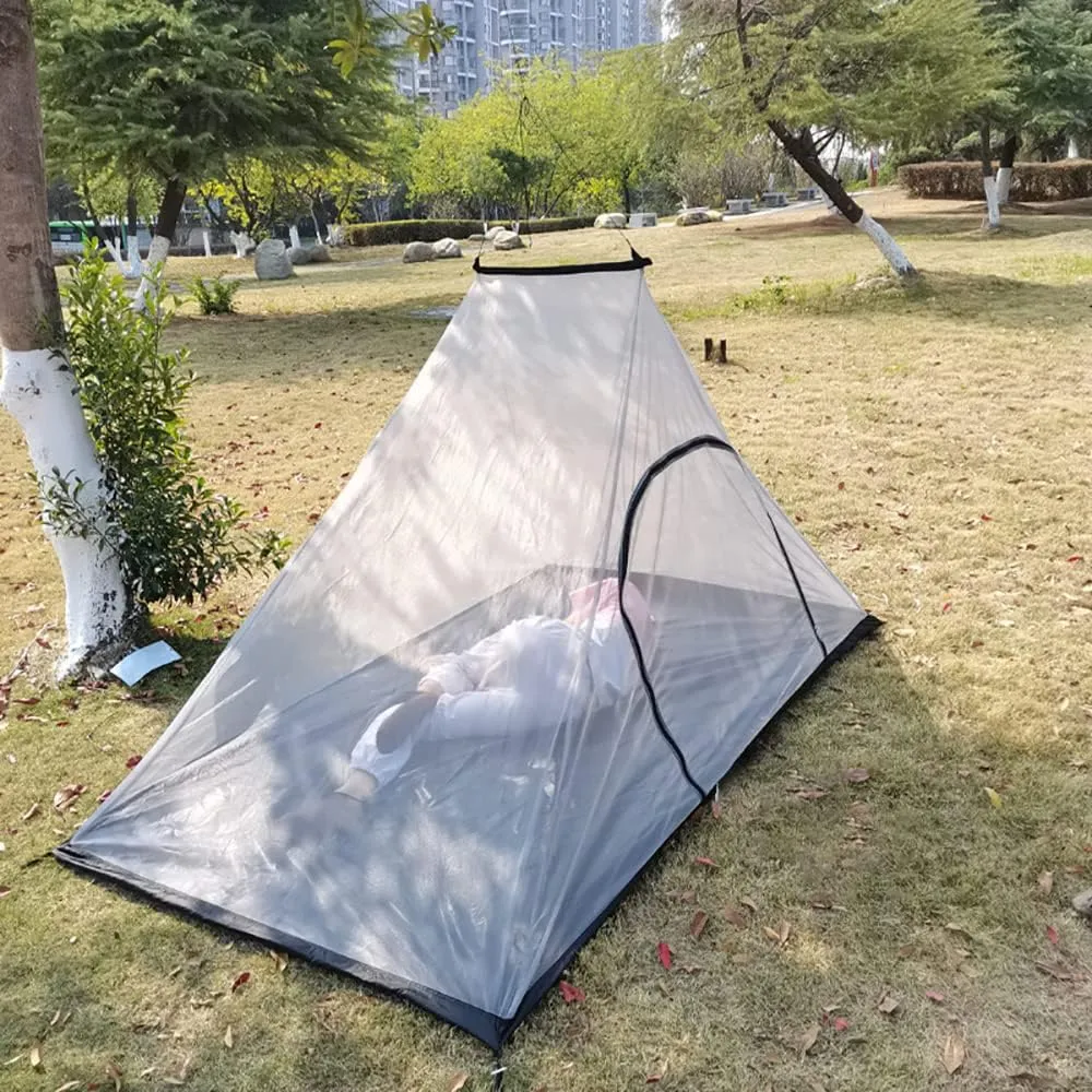 Mosquito Net with Bottom for Camping Bed Compact and Ultra-Light for Travel Outdoor Lightweight Mesh for 2 Person (Grey)