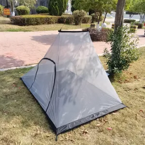 Mosquito Net with Bottom for Camping Bed Compact and Ultra-Light for Travel Outdoor Lightweight Mesh for 2 Person (Grey)
