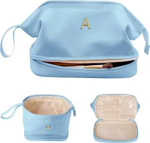 Mothers Day Gift Basket, Large Makeup Bag, Travel Essentials, Personalized Double Layer Cosmetic Bag with Makeup Brush Organizer, 13 14 15 16 17 18 Years Old Girl Gifts-Graduation Gift