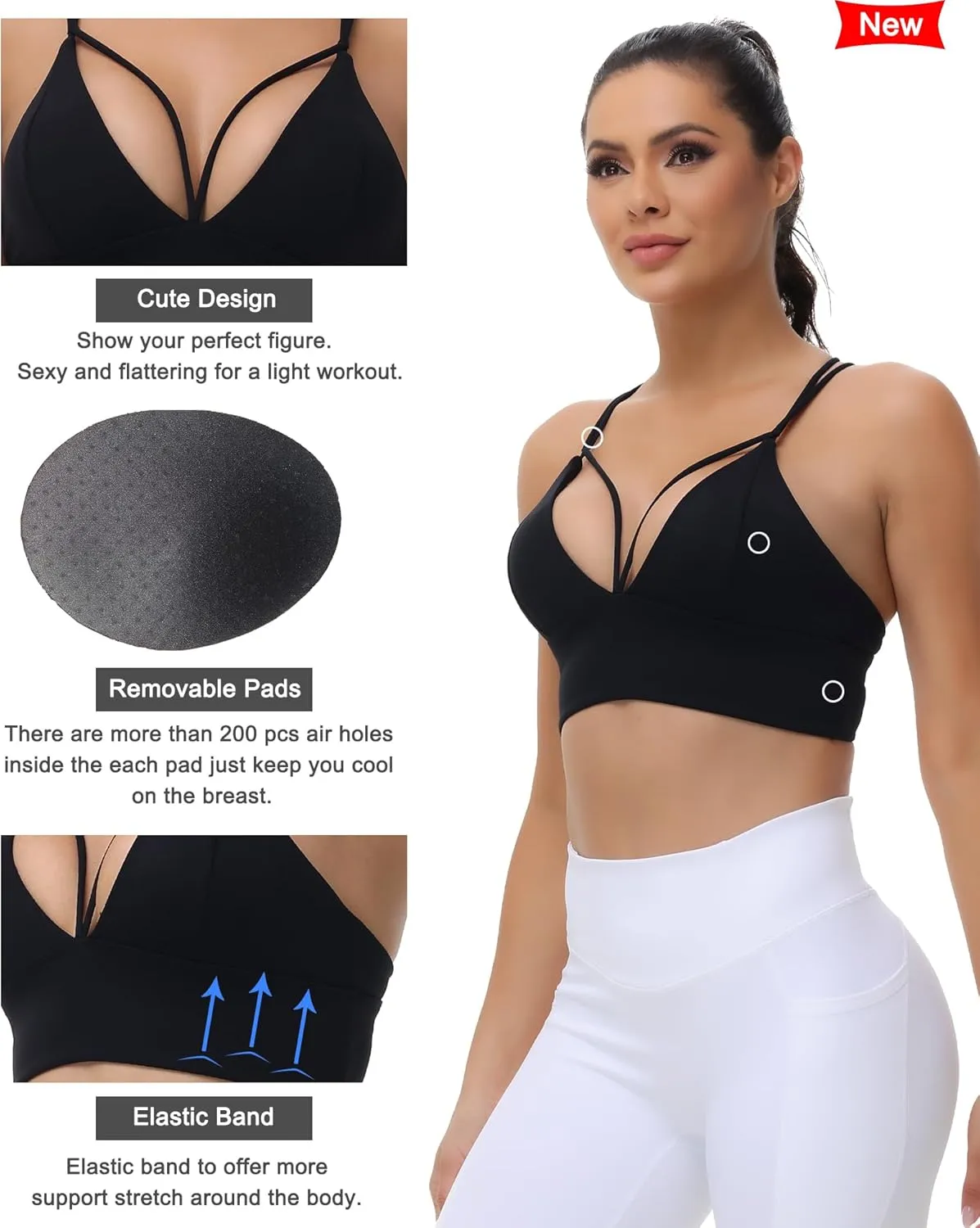 MotoRun Bralettes for Women, Strappy Sports Bra Push up Bralette Sexy Bras Rave Top