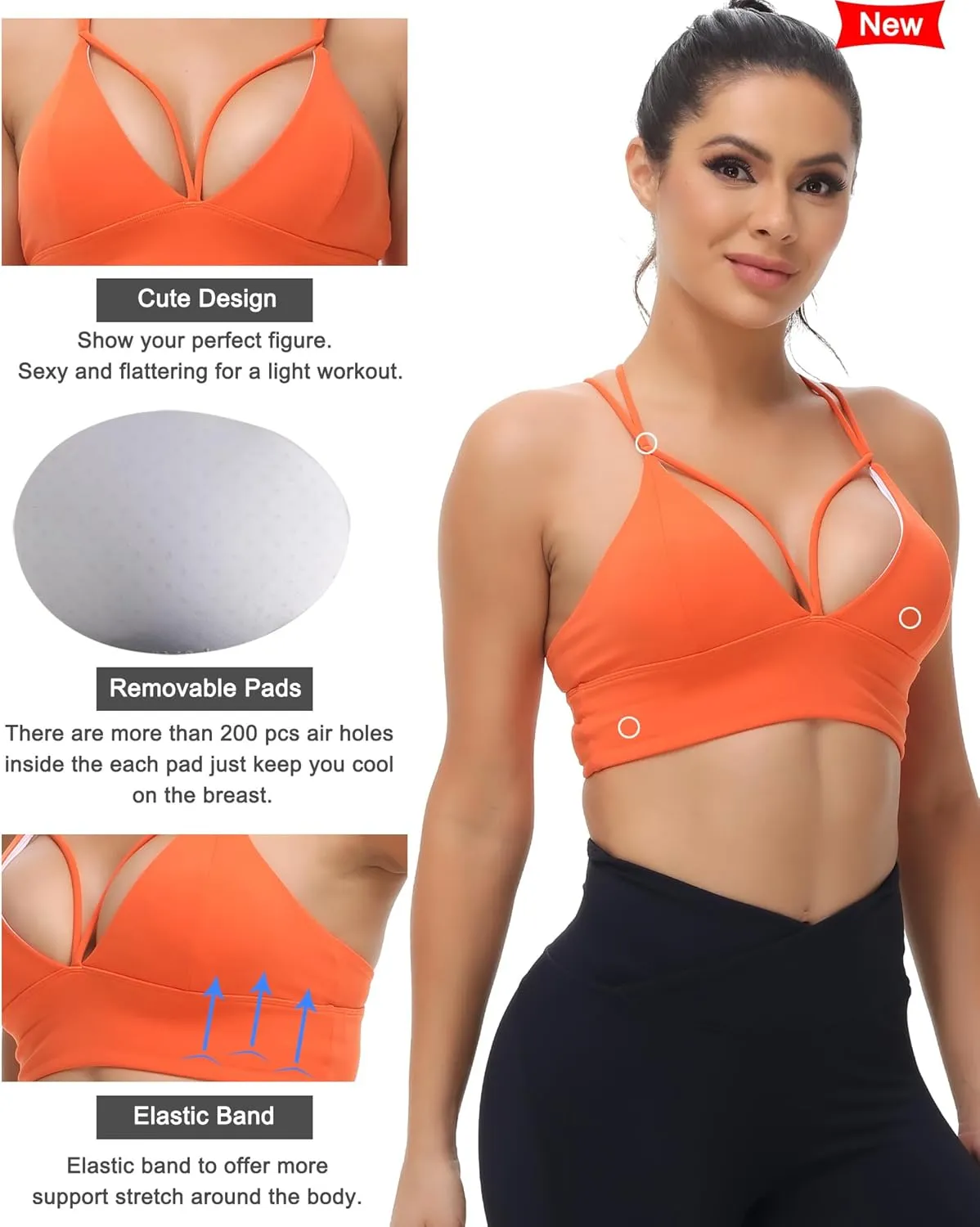 MotoRun Bralettes for Women, Strappy Sports Bra Push up Bralette Sexy Bras Rave Top