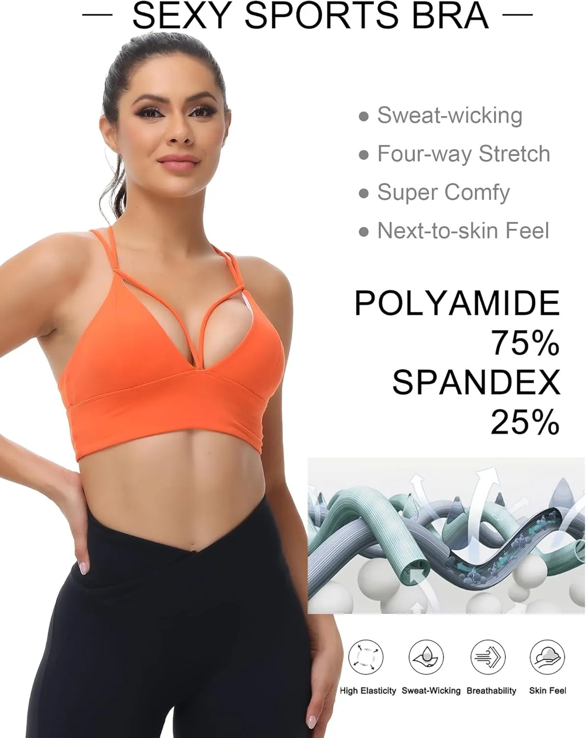MotoRun Bralettes for Women, Strappy Sports Bra Push up Bralette Sexy Bras Rave Top