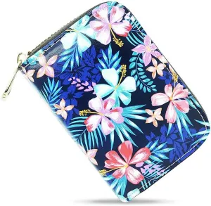 MOYYO RFID Credit Card Holder Case Leather Printed Zipper Card Case Wallet for Women Girls