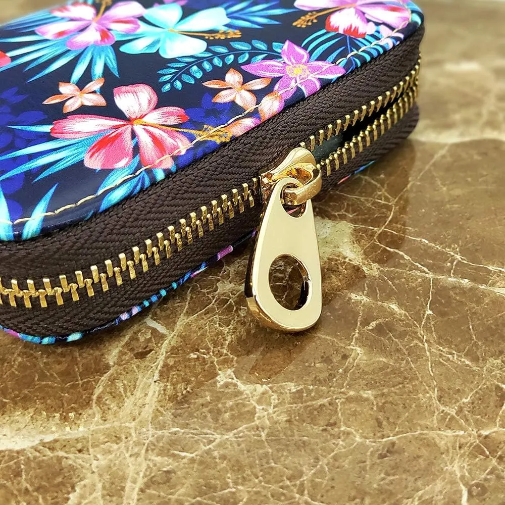 MOYYO RFID Credit Card Holder Case Leather Printed Zipper Card Case Wallet for Women Girls
