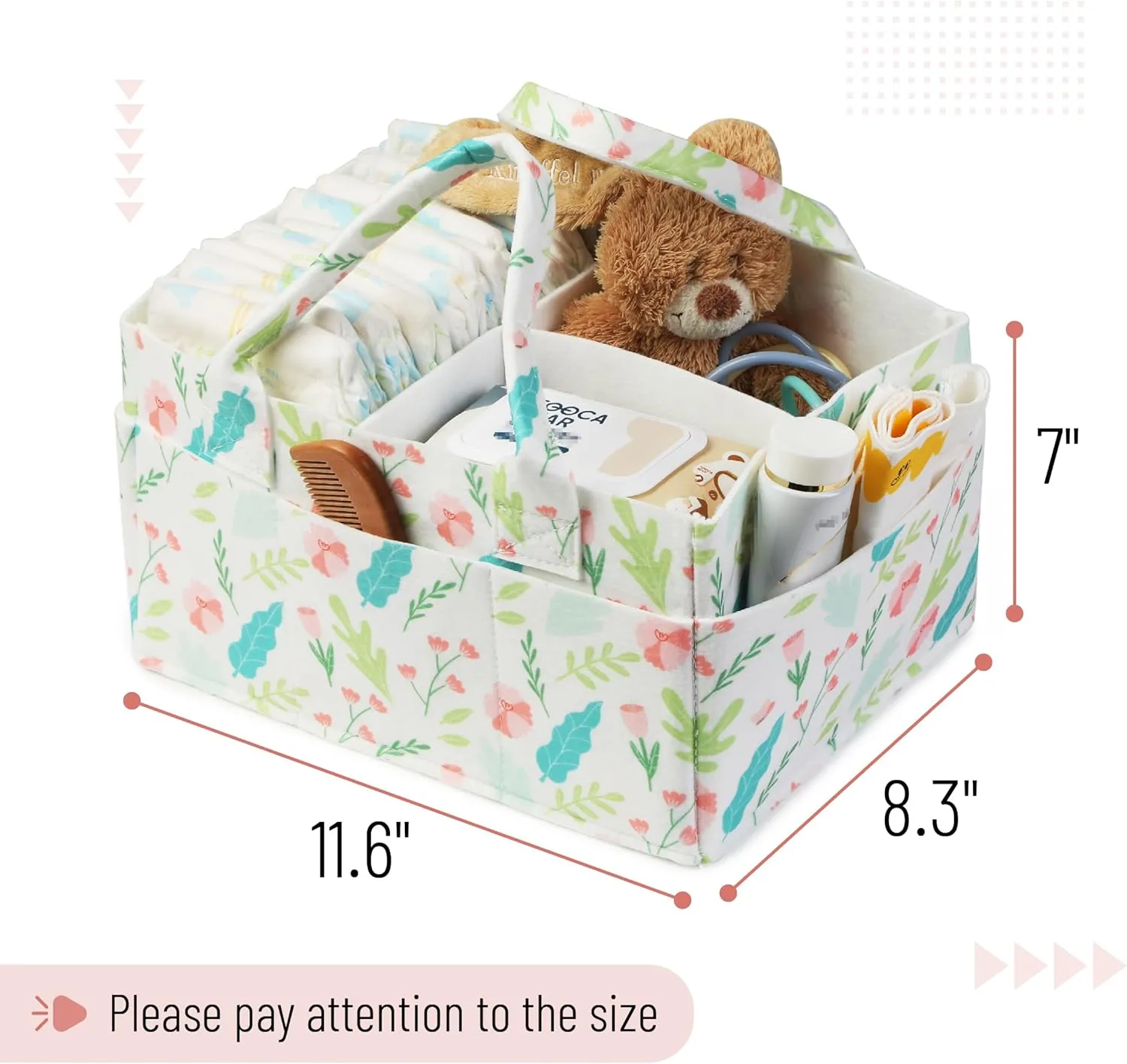Mr. Pen- Baby Diaper Caddy Organizer, Blooming Palette, Diaper Organizer, Car Diaper Caddy, Baby Caddy Organizer, Portable Diaper Caddy, Diaper Organizer for Changing Table, Baby Organizer for Nursery