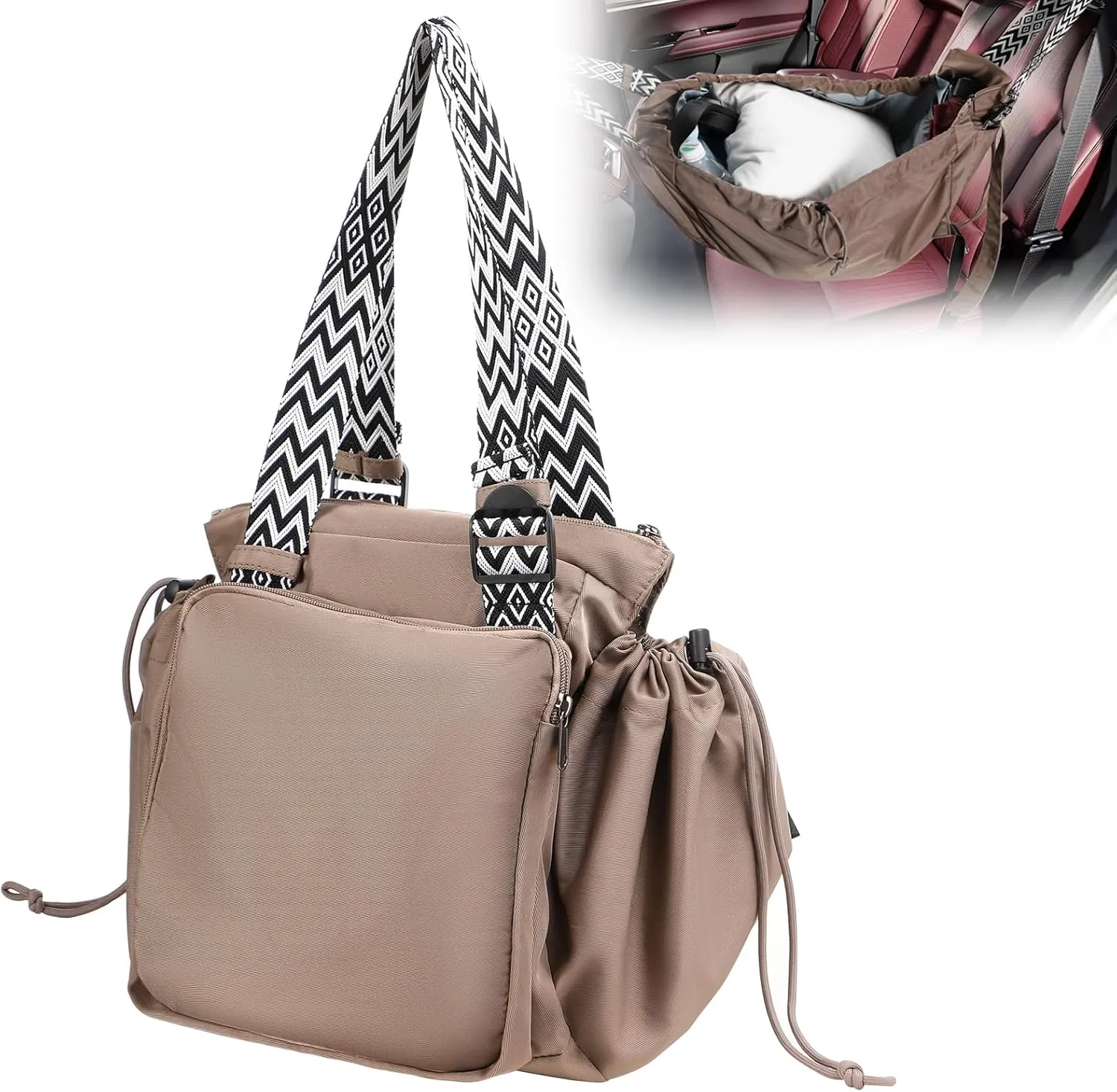 Multi-Functional Travel Diaper Bag – Waterproof Cradle Storage Backpack for Mom, Large Capacity Crossbody Shoulder Bag with Insulated Pocket, Stroller Straps & USB Charging Port