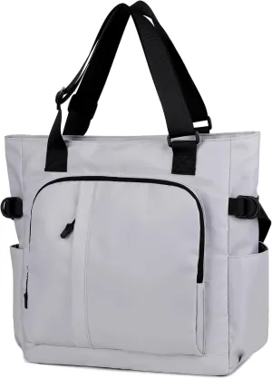Multi Pocket Nylon Shoulder Bag Large Crossbody Bag Travel Purse Bags For Women (Y-Grey)