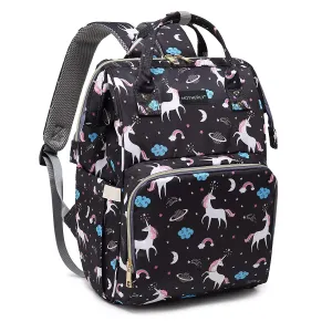 Multi Purpose Unicorn Organizer Backpack Diaper Bag - Dark Brown