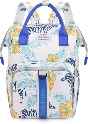 MultiFunction Baby Diaper Bag Backpack Anti Theft Travel Bag with Insulated Pockets Convenient Side Tissue Pocket (Blue Zebra)