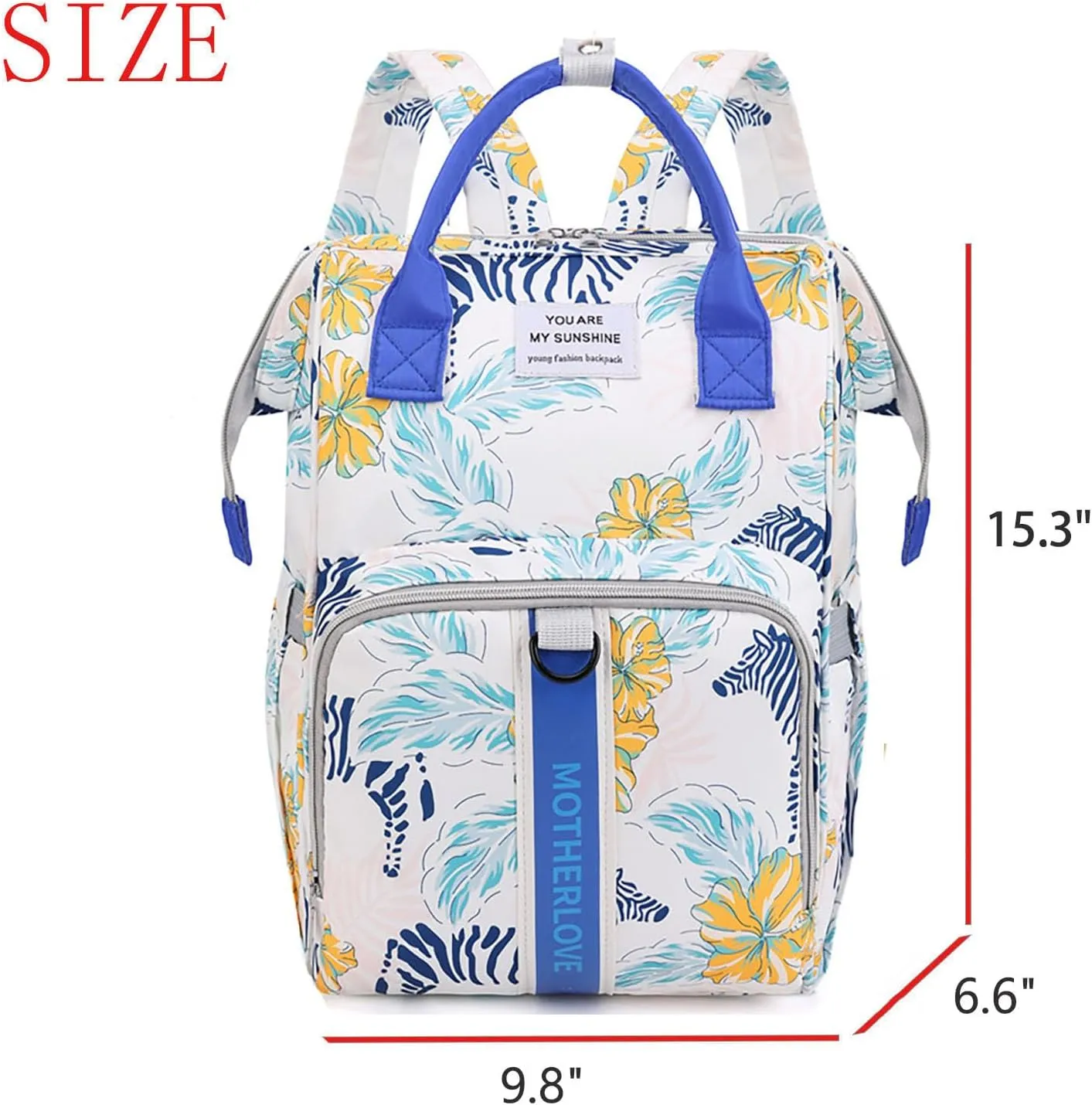 MultiFunction Baby Diaper Bag Backpack Anti Theft Travel Bag with Insulated Pockets Convenient Side Tissue Pocket (Blue Zebra)