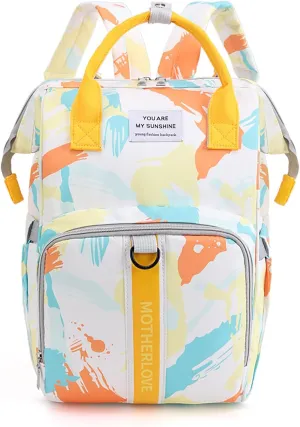 MultiFunction Baby Diaper Bag Backpack Anti Theft Travel Bag with Insulated Pockets Convenient Side Tissue Pocket (Golden Wheat Wave)