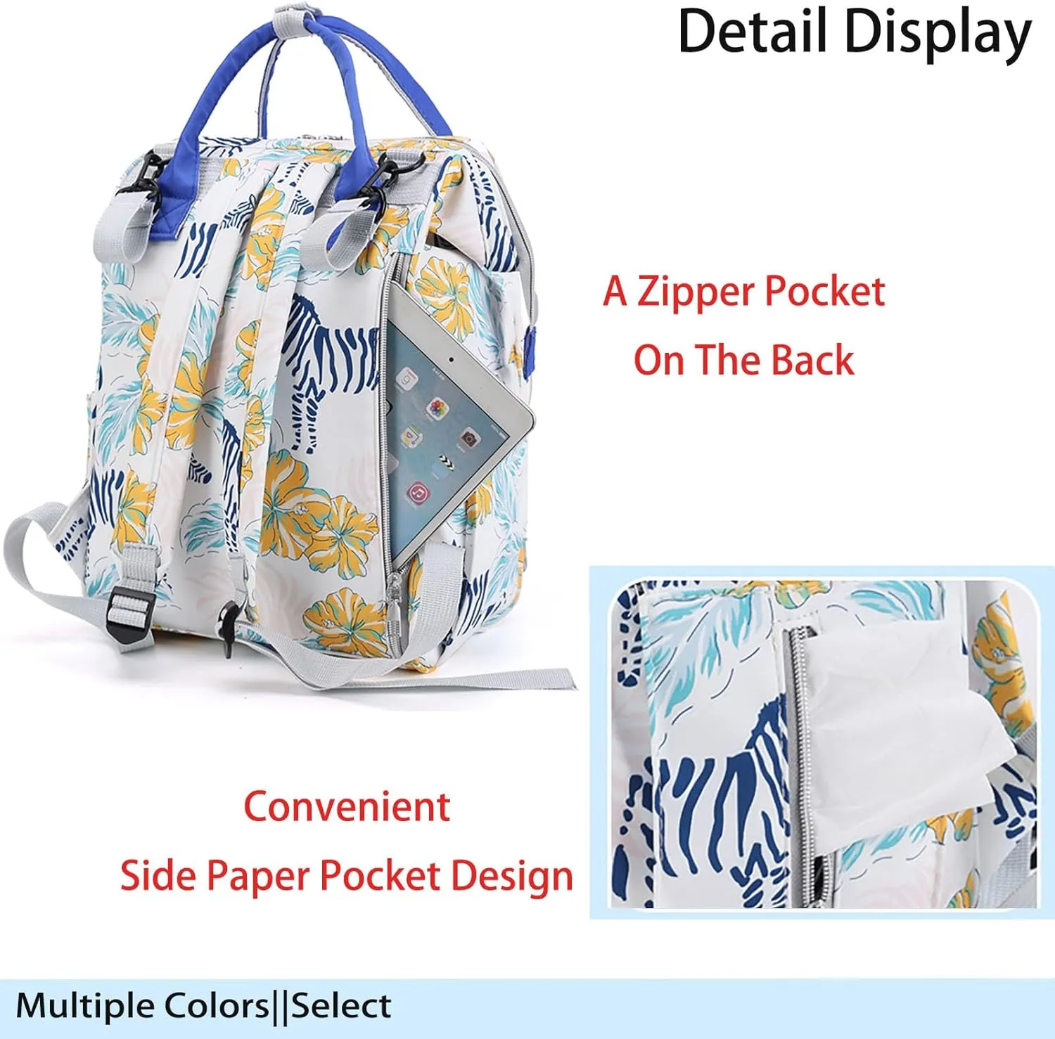 MultiFunction Baby Diaper Bag Backpack Anti Theft Travel Bag with Insulated Pockets Convenient Side Tissue Pocket (Golden Wheat Wave)