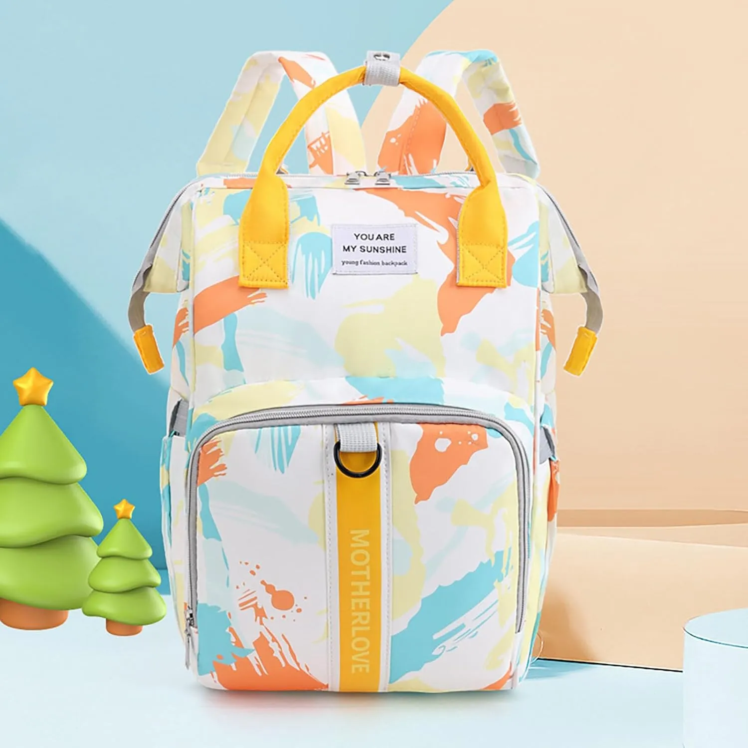 MultiFunction Baby Diaper Bag Backpack Anti Theft Travel Bag with Insulated Pockets Convenient Side Tissue Pocket (Golden Wheat Wave)