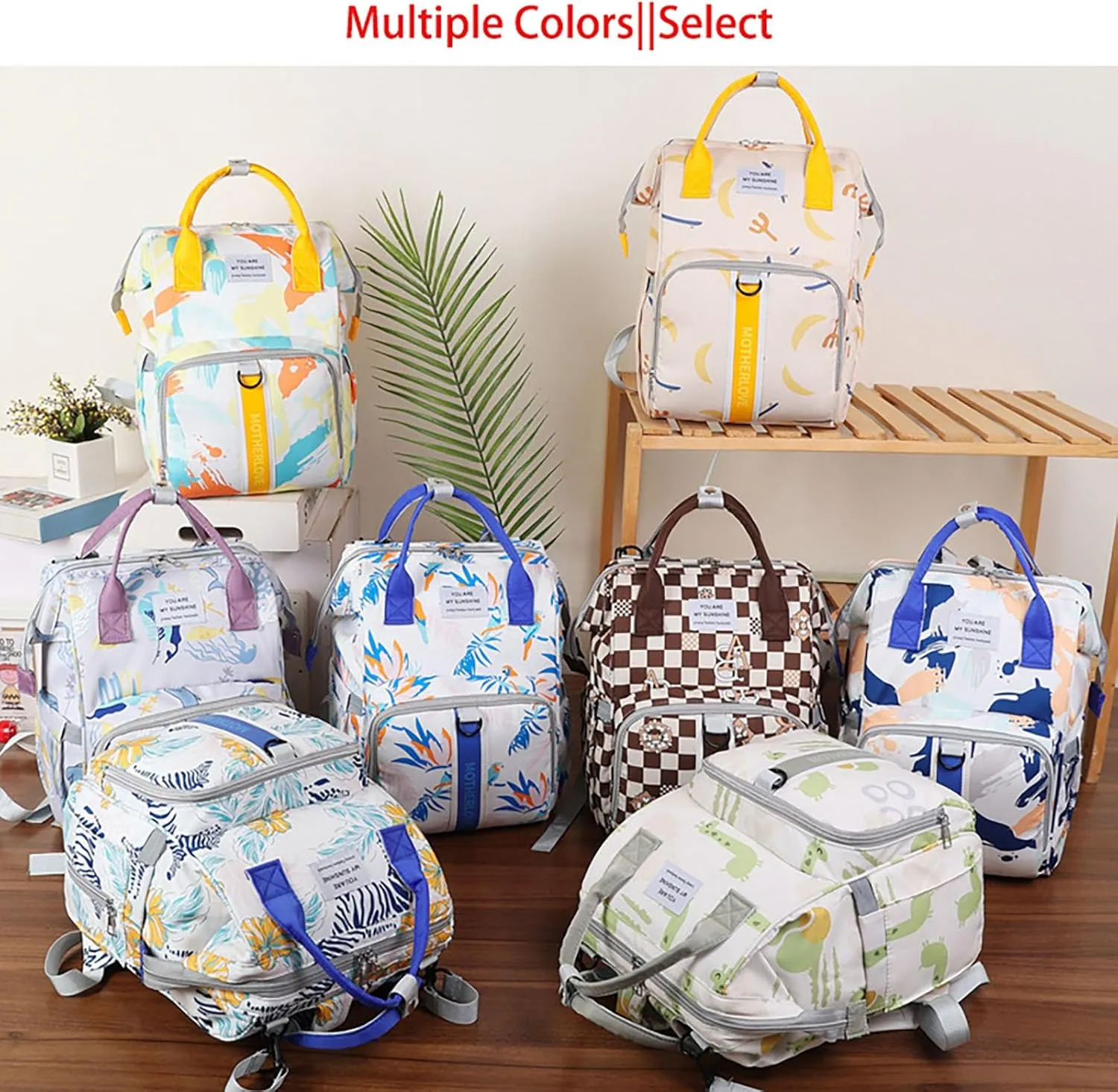 MultiFunction Baby Diaper Bag Backpack Anti Theft Travel Bag with Insulated Pockets Convenient Side Tissue Pocket (Golden Wheat Wave)
