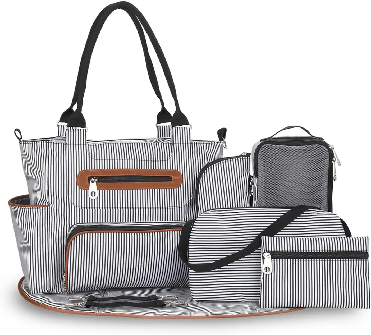 Multifunctional Baby Diaper Bag Set - 8Pcs Baby Nappy Diaper Bags for Mom and Dad