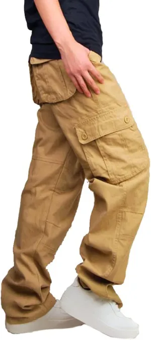 Muscularfit Baggy Cargo Pants for Men 2023 Casual Loose Multi Pockets Camouflage Trouser Lounge Buckle Zipper Camo Sweatpants