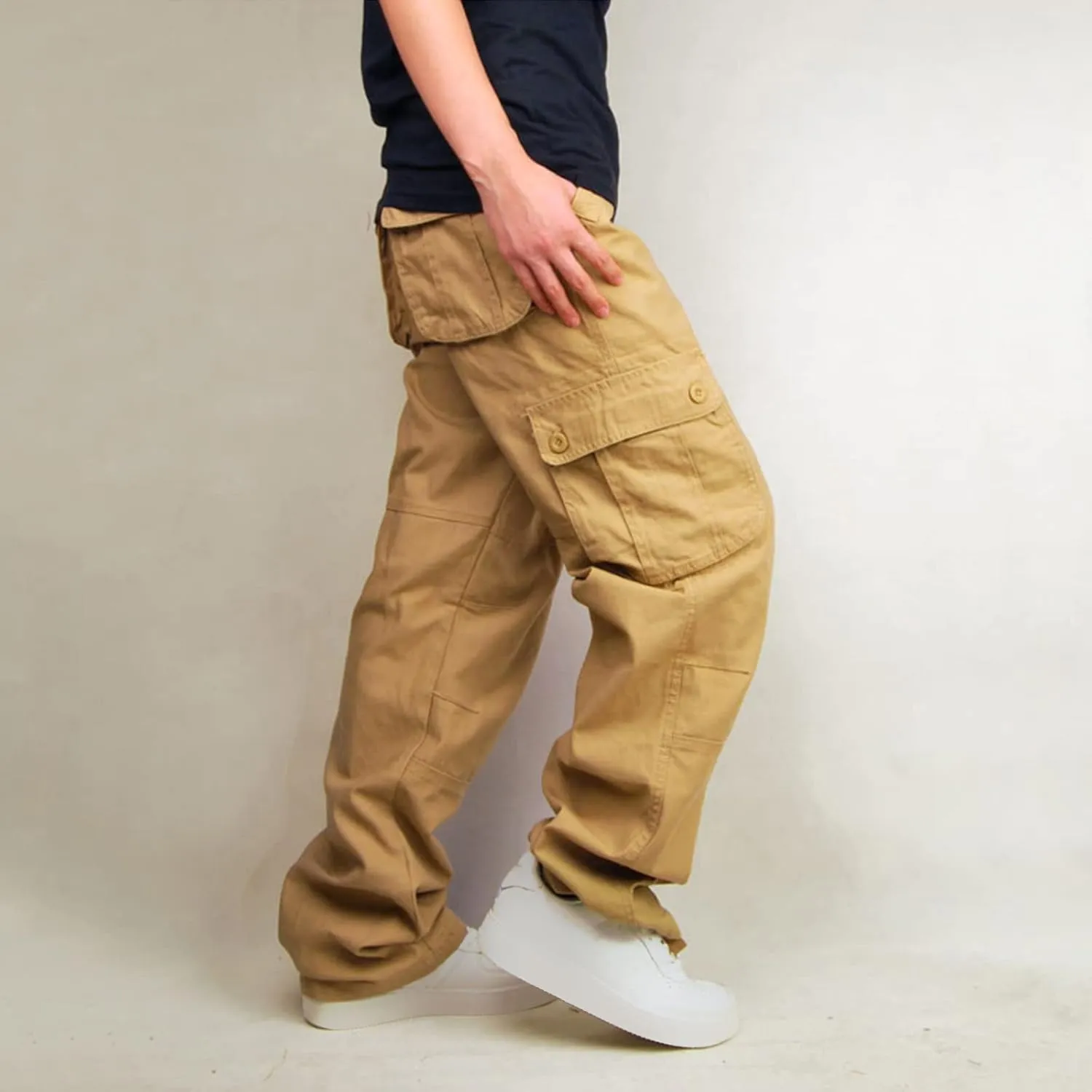Muscularfit Baggy Cargo Pants for Men 2023 Casual Loose Multi Pockets Camouflage Trouser Lounge Buckle Zipper Camo Sweatpants
