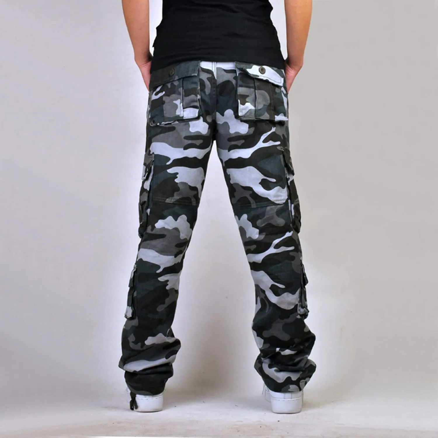 Muscularfit Camo Cargo Pants for Men 2023 Big and Tall Multi Pockets Loose Straight Sweatpants Outdoor Fashion Athletic Pants