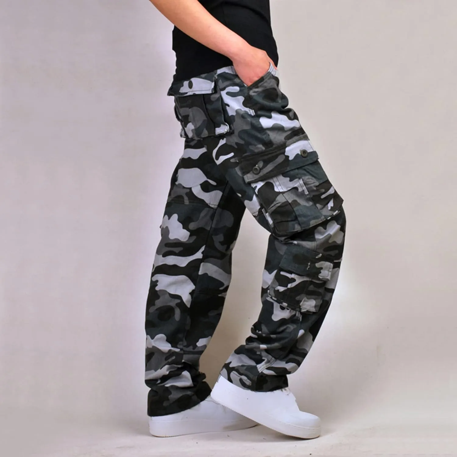 Muscularfit Camo Cargo Pants for Men 2023 Big and Tall Multi Pockets Loose Straight Sweatpants Outdoor Fashion Athletic Pants