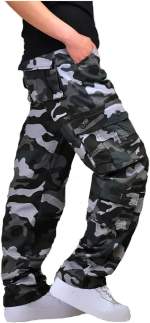 Muscularfit Camo Cargo Pants for Men 2023 Big and Tall Multi Pockets Loose Straight Sweatpants Outdoor Fashion Athletic Pants