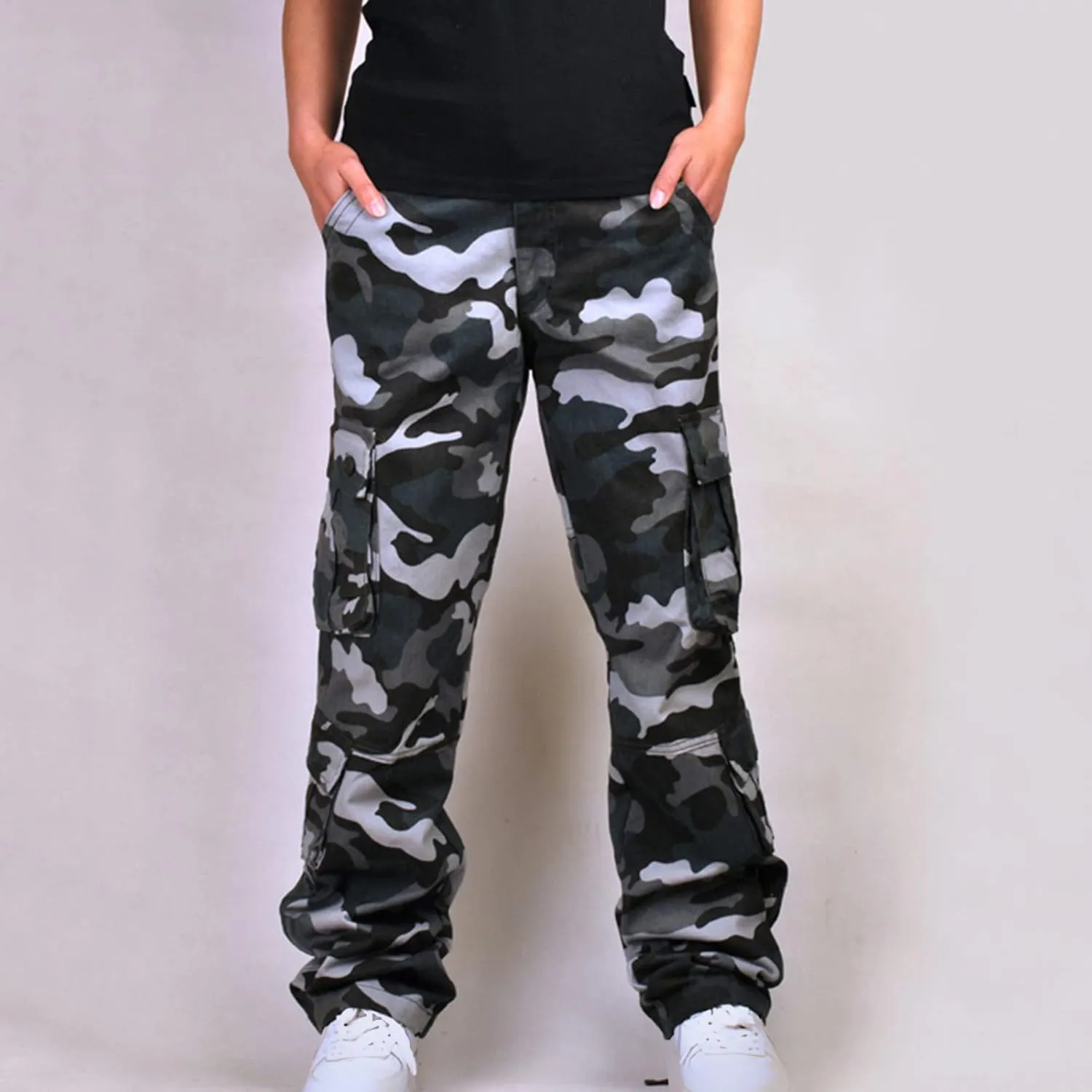 Muscularfit Camo Cargo Pants for Men 2023 Big and Tall Multi Pockets Loose Straight Sweatpants Outdoor Fashion Athletic Pants