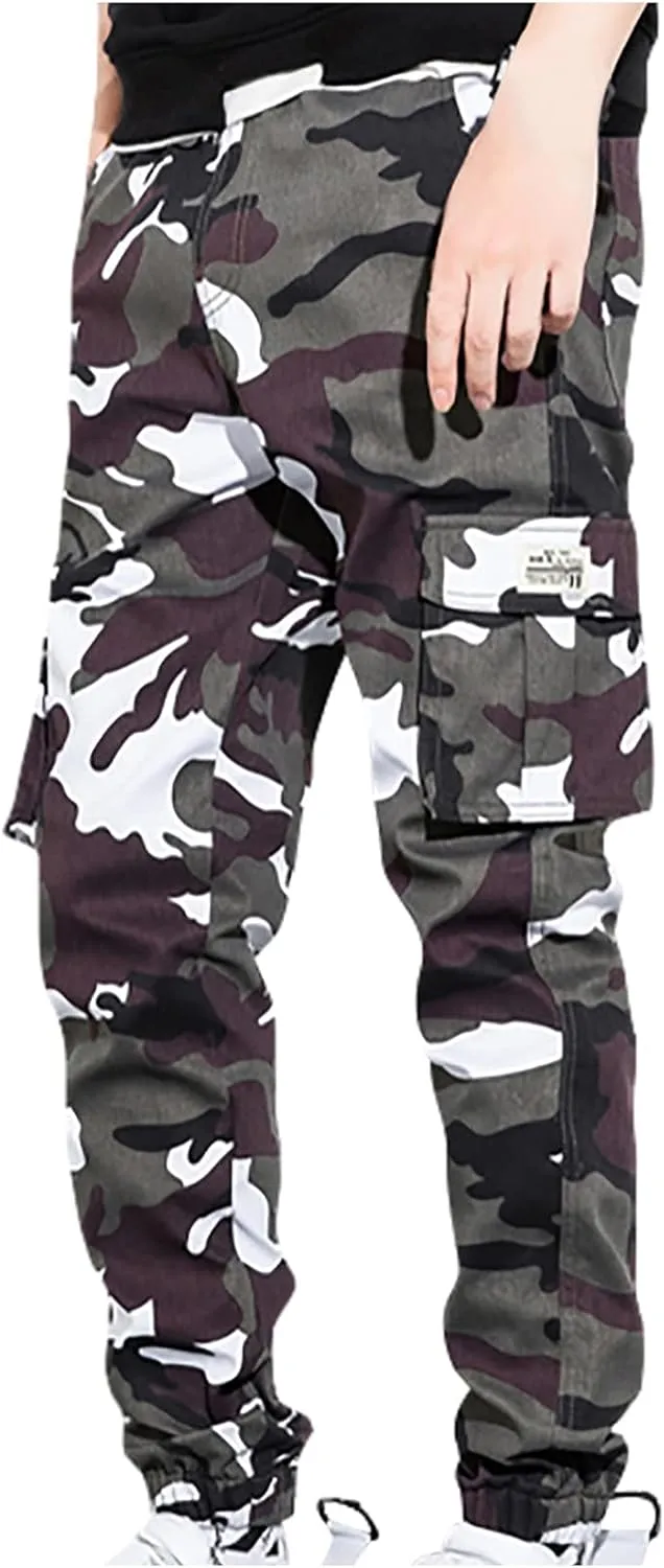 Muscularfit Camo Pants Men 2023 Regular Big and Tall Multi Pockets Camouflage Cargo Pants Casual Loose Work Utility Trousers