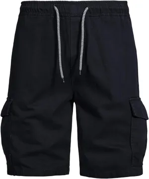 Muscularfit Cargo Shorts for Men 2024 Trendy Cotton Multi Pocket Tooling Shorts Casual Elastic Waist Drawstring Sport Shorts