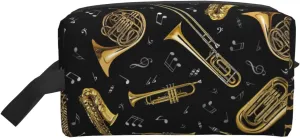 Musical Instruments Print Large Capacity Cosmetic Organizer for Women and Men Portable Travel Makeup Pouch