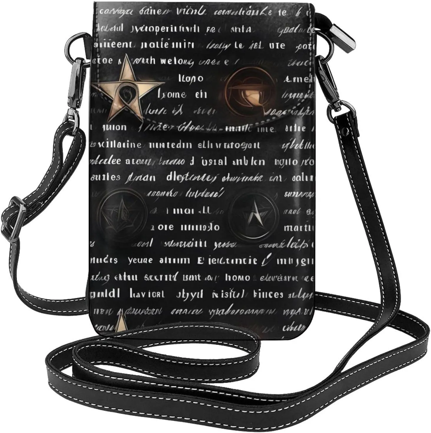 Mysterious Text Women'S Crossbody Bag, *Zipper Phone Wallet, Cute Purse, Shoulder Bag, Detachable Shoulder Strap