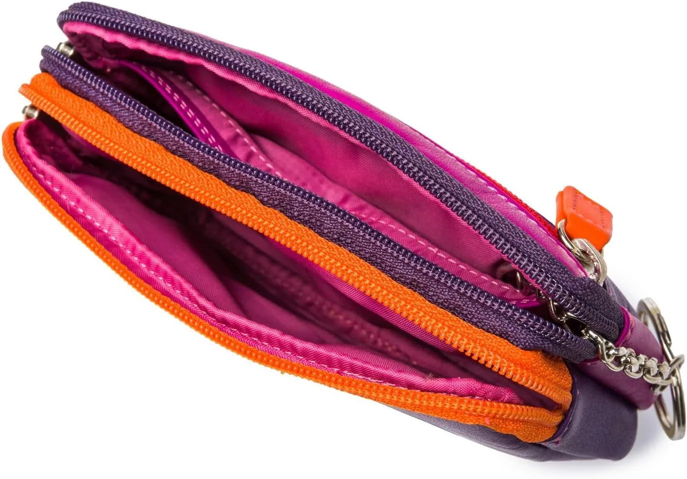 mywalit Small Leather Double Zip Purse | Coin Pocket & Zipped Compartment | Card Slot | Sangria Multi | Stylish & Compact Accessory for Men & Women | Perfect for Everyday Use