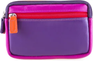 mywalit Small Leather Double Zip Purse | Coin Pocket & Zipped Compartment | Card Slot | Sangria Multi | Stylish & Compact Accessory for Men & Women | Perfect for Everyday Use