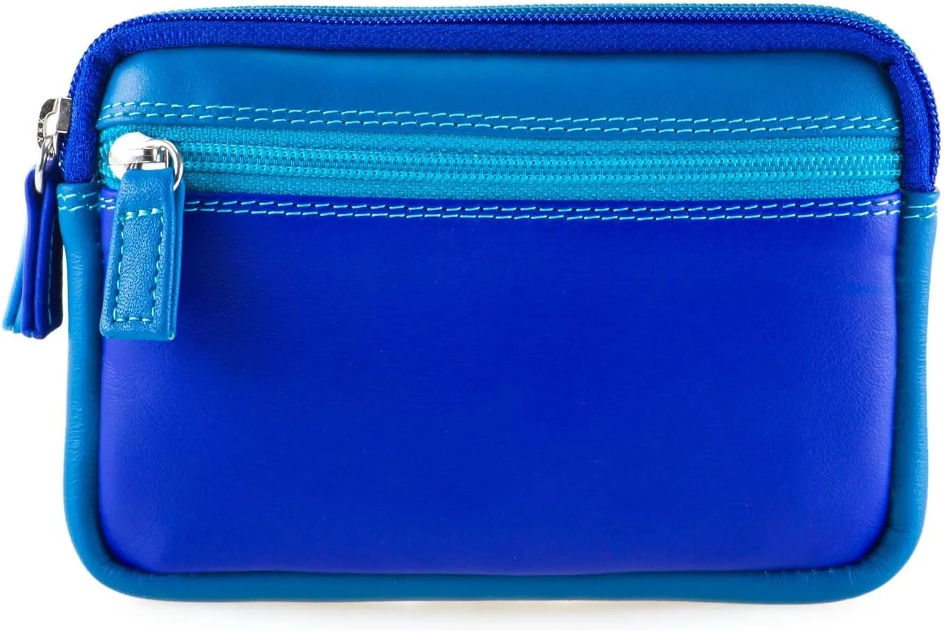 mywalit Small Leather Double Zip Purse | Coin Pocket & Zipped Compartment | Card Slot | Seascape | Stylish & Compact Accessory for Men & Women | Perfect for Everyday Use