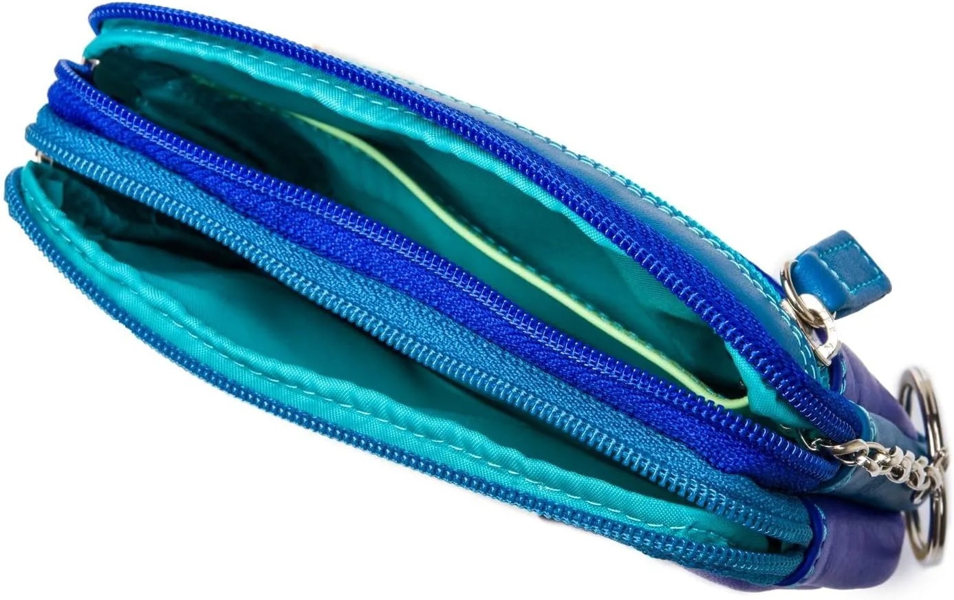 mywalit Small Leather Double Zip Purse | Coin Pocket & Zipped Compartment | Card Slot | Seascape | Stylish & Compact Accessory for Men & Women | Perfect for Everyday Use