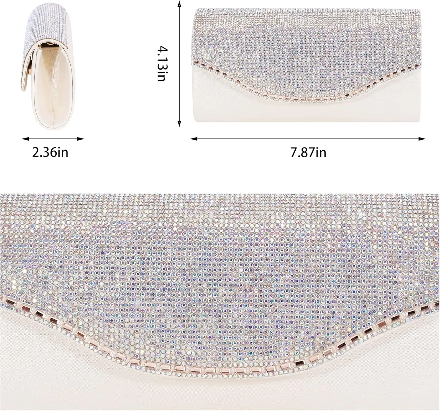 Naimo Bling Shiny Rhinestone Wedding Evening Party Clutch Handbag Purse