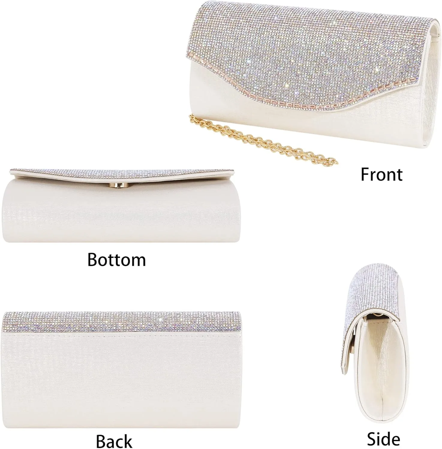 Naimo Bling Shiny Rhinestone Wedding Evening Party Clutch Handbag Purse